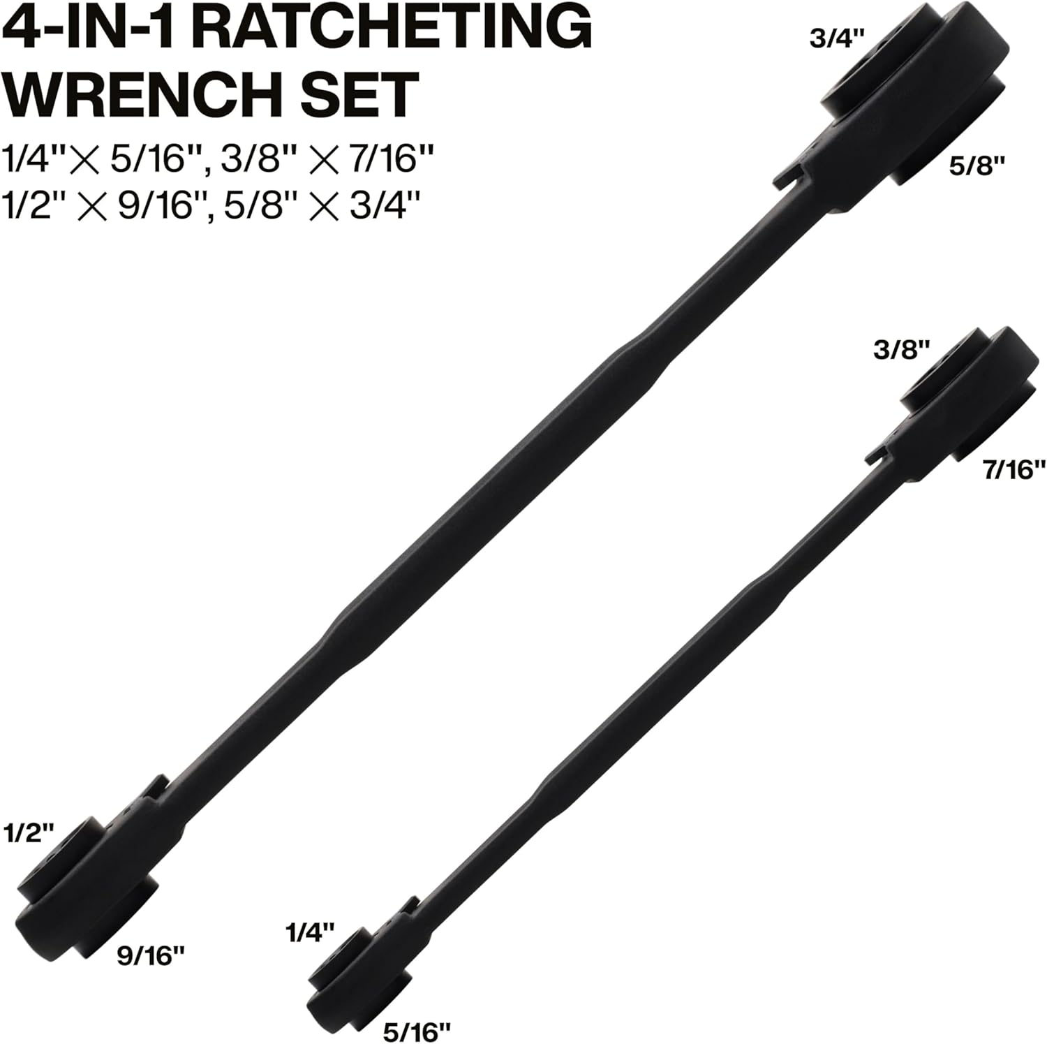 Klein Tools 68216 4-in-1 Reversible Ratcheting Box Wrench Set, Quad Wrench, SAE, 2-Piece, 1/4 to 3/4-Inch, Forged Steel, 90-Tooth - Image 2