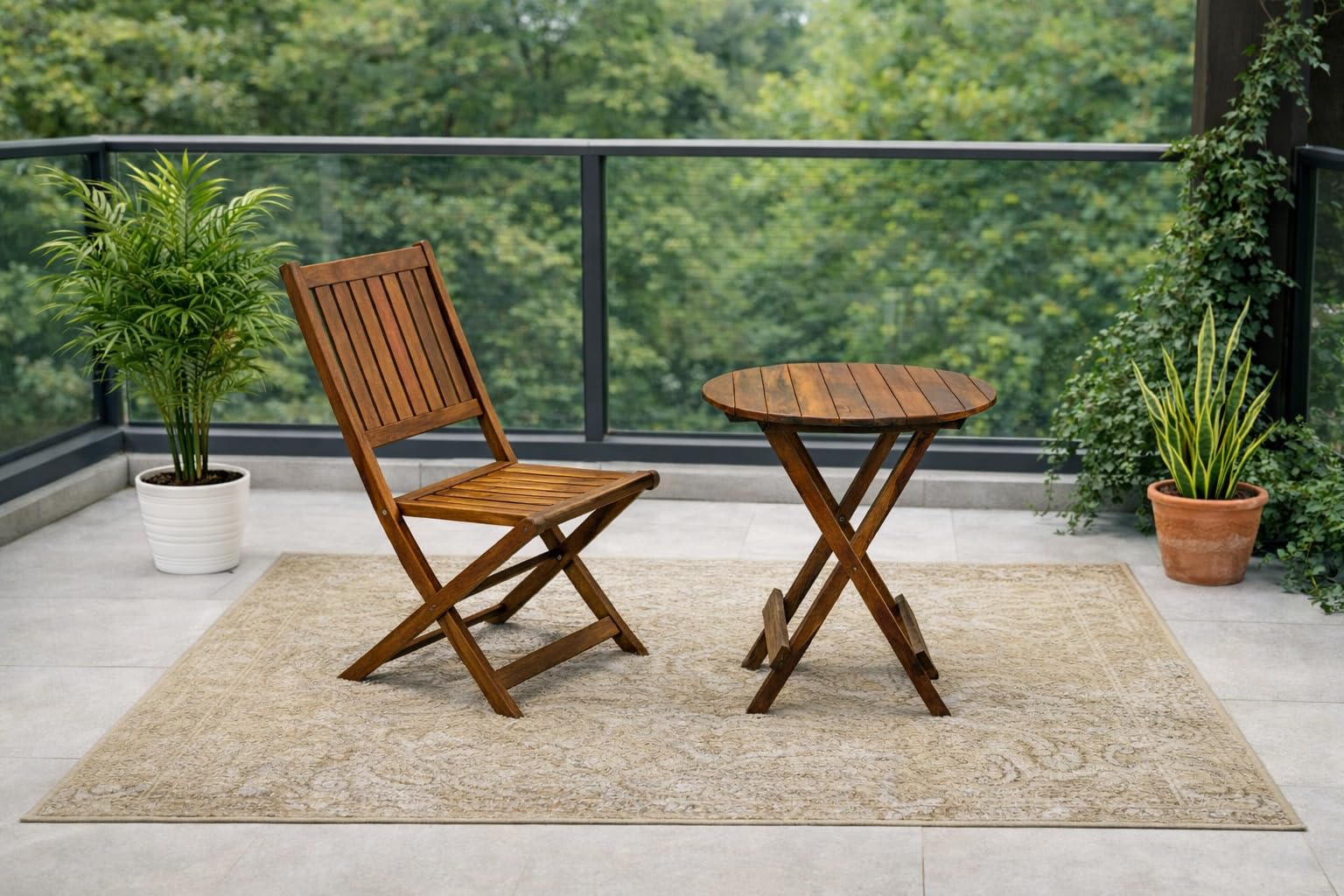 2-Piece Folding Wooden Bistro Set – Portable Outdoor Patio Table and Chair – Solid Wood Garden Furniture for Balcony, Terrace & Small Spaces-image-31
