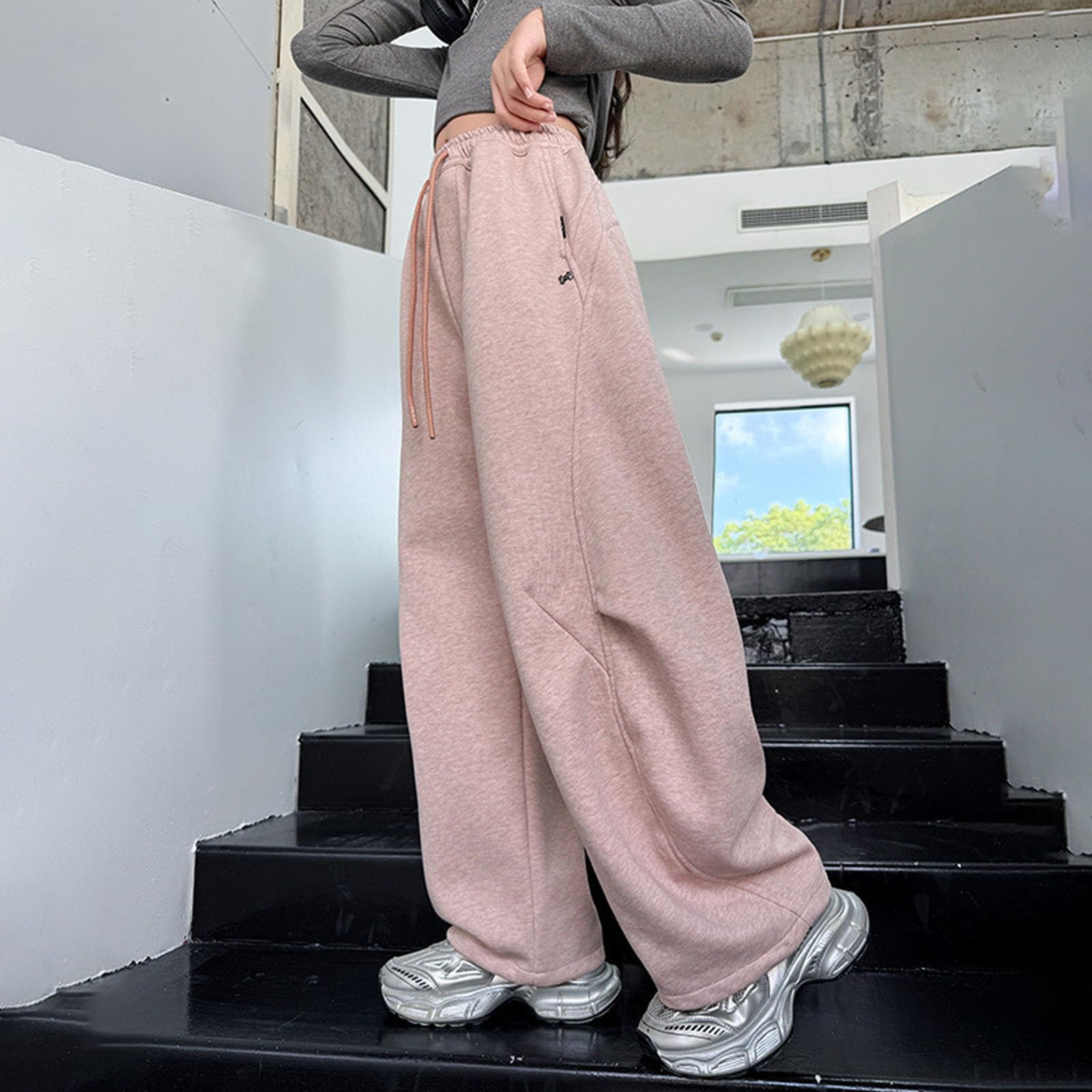 Pantaloni della tuta cargo a gamba larga per bambini ragazzi ragazze larghi in pile sportivo gamba dritta joggers compleanno comodi vestibilità ampia primavera fondo aperto pantaloni da yoga a vita