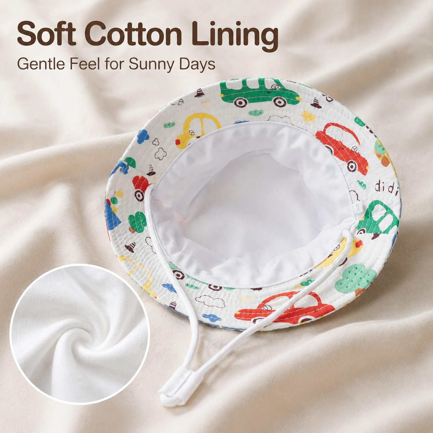 Baby Sun Hat Cute Cartoon Toddler Baby Bucket Hat Summer Beach Hats for 6M-8Y Boys & Girls Sun Protection