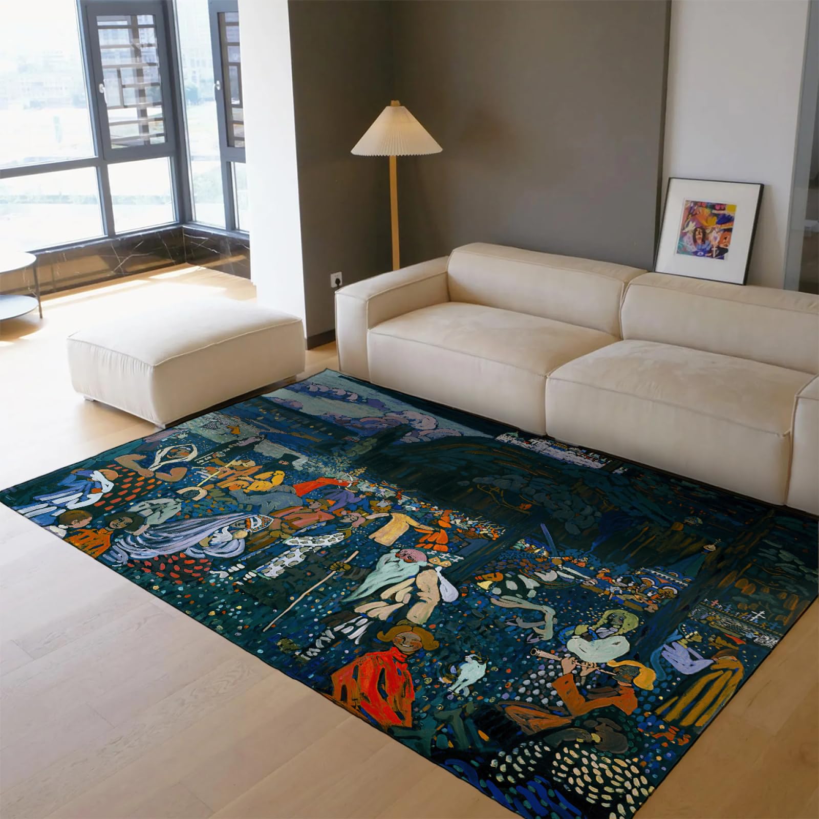 Tapis Antidérapant Lavable 90x120cm | Tapis de Sol de Cuisine à Poils Ras et Salon Esthétique