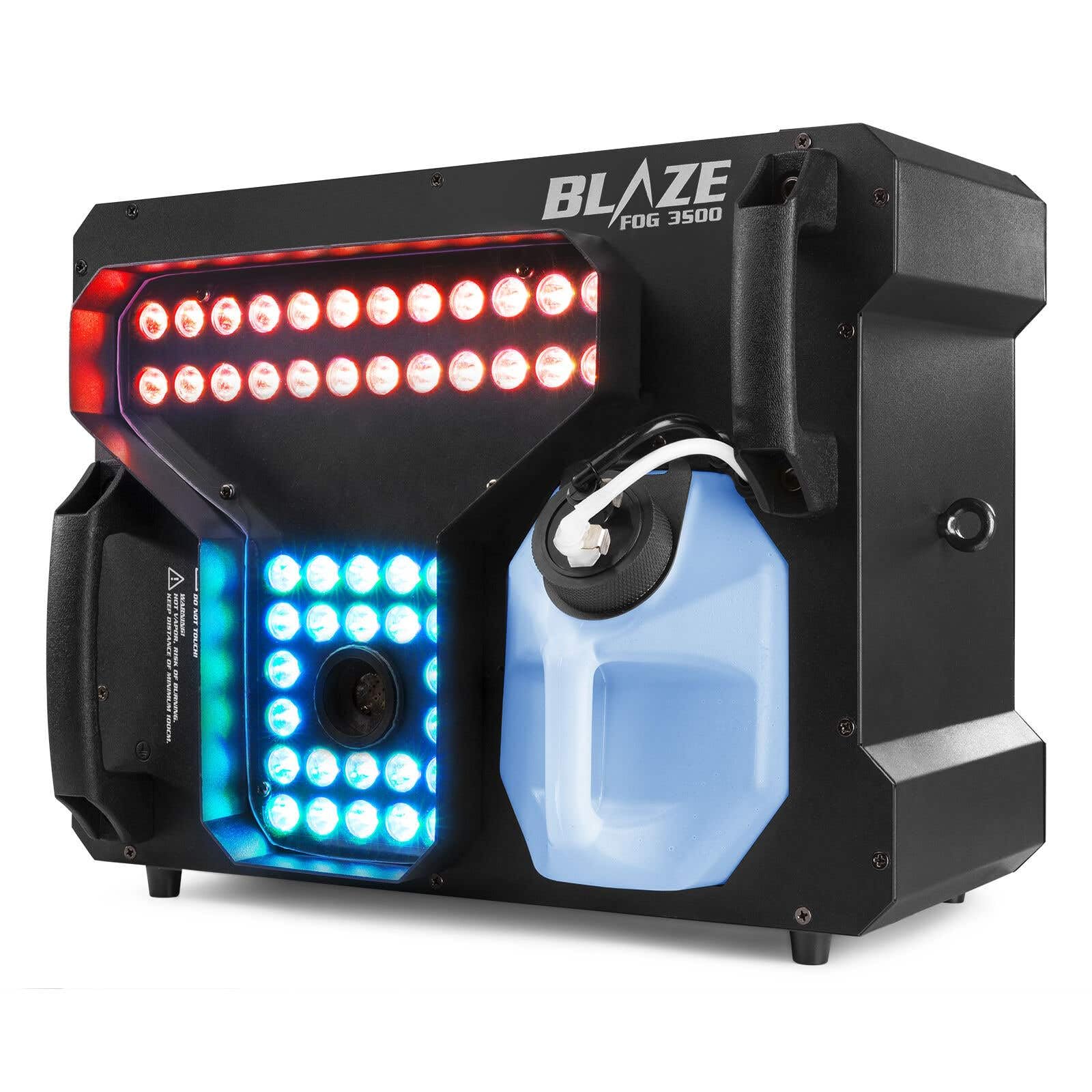 BeamZ BLAZE3500 Máquina de Humo Vertical 3500W, 48 LEDs RGBA, 1200 m³/min, Depósito 3,5L, DMX, Control Remoto, Efecto Discoteca, Humo ideal para crear atmosfera en eventos y escenarios