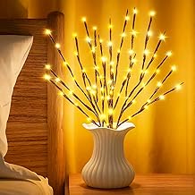 3 Pack Twig Lights, Prelit Branches, Decorative Twigs for Vases, Bendable Willow Branch Lights, USB Plug Twigs with 20 LED Lights for Floor Vases Decor Outdoor Indoor Camping Party, Warm White