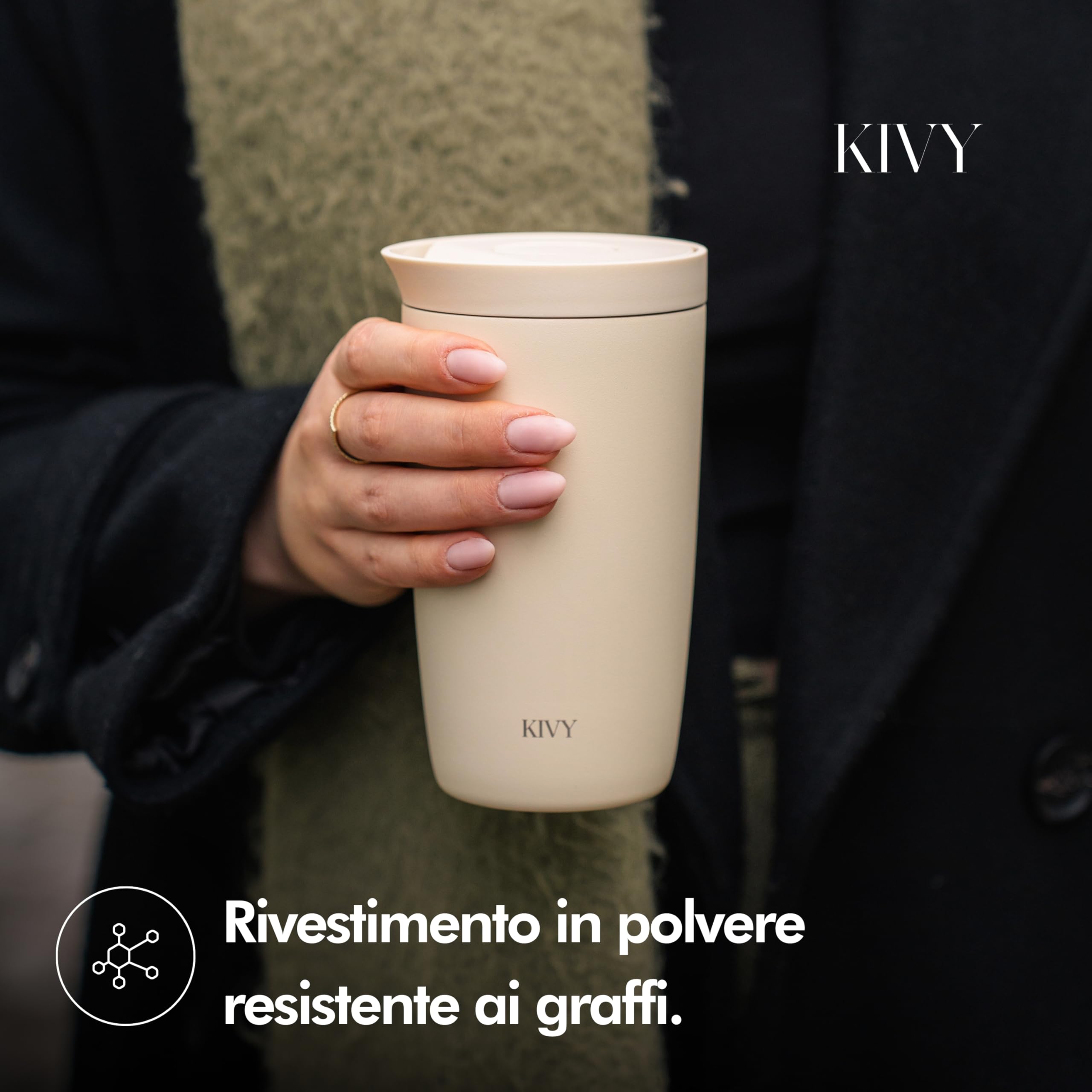 KIVY Tazza Termica 350ml [BICCHIERE CAFFÈ DA ASPORTO] - Thermos in Acciaio Inox Per Caffè o Tè - Bicchiere Termico Da Viaggio - Bicchiere da Caffè Lavabile in Lavastoviglie e Antigoccia - Verde