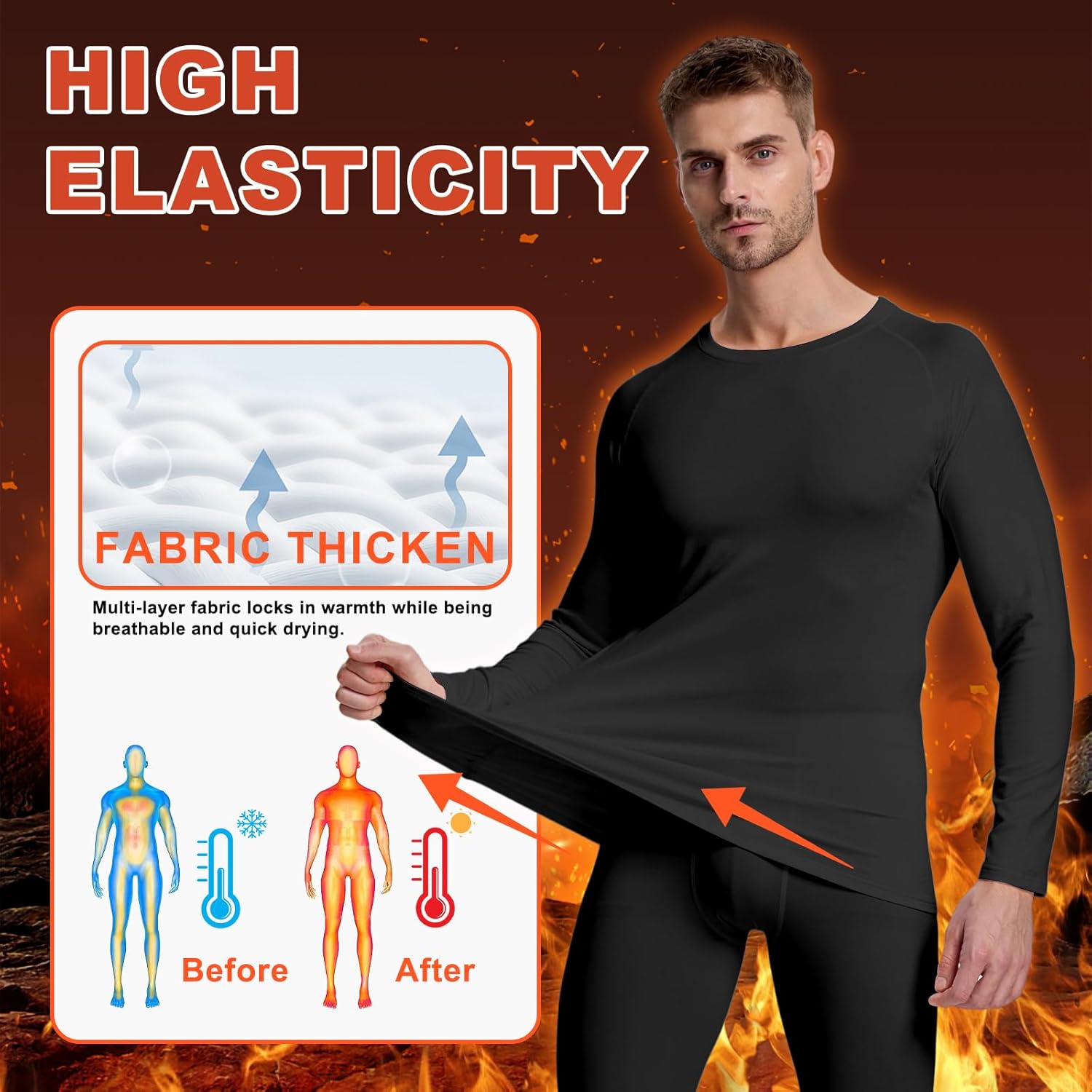 Men’s Thermal Compression Shirts Long Sleeve Athletic Base Layer Top Fleece Lined Cold Weather Undershirt for Workout - Image 5