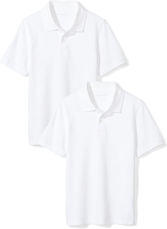Amazon Essentials Toddler Boys' School Uniform Short-Sleeve Pique Polo Shirts, Breathable Cotton, Button Closure, Multipacks