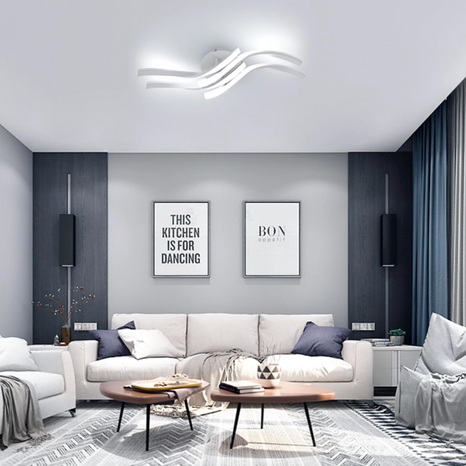 Comely Nowoczesny Plafon LED, 32W 3600LM 60cm Lampa Sufitowa, Biała Aluminiowa Oprawa Sufitowa Do Sypialni, Salonu, Korytarza, Zimna Biała Biel 6500K