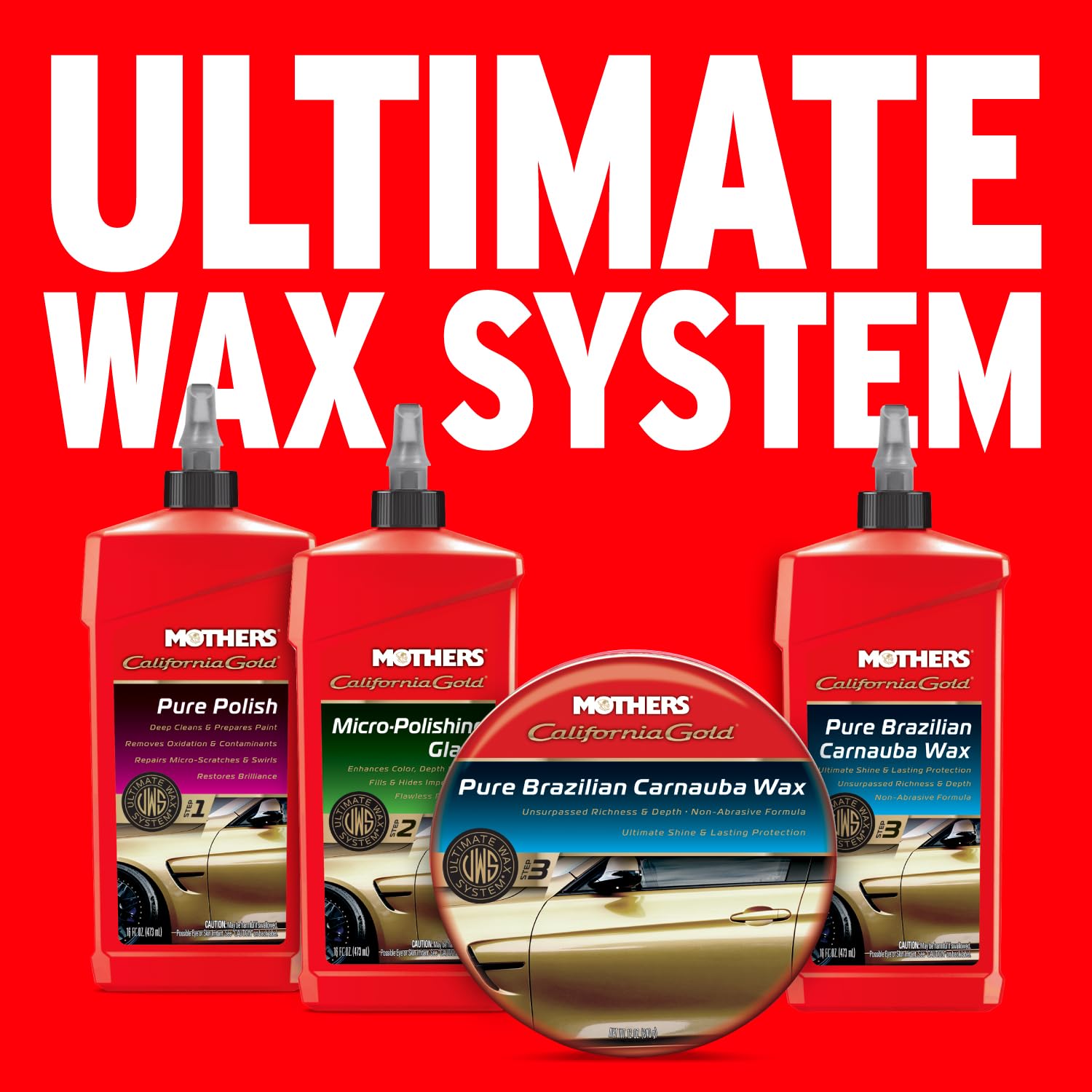 MOTHERS 05550 California Gold Pure Brazilian Carnauba Wax Autowachs Paste, Anzahl 1