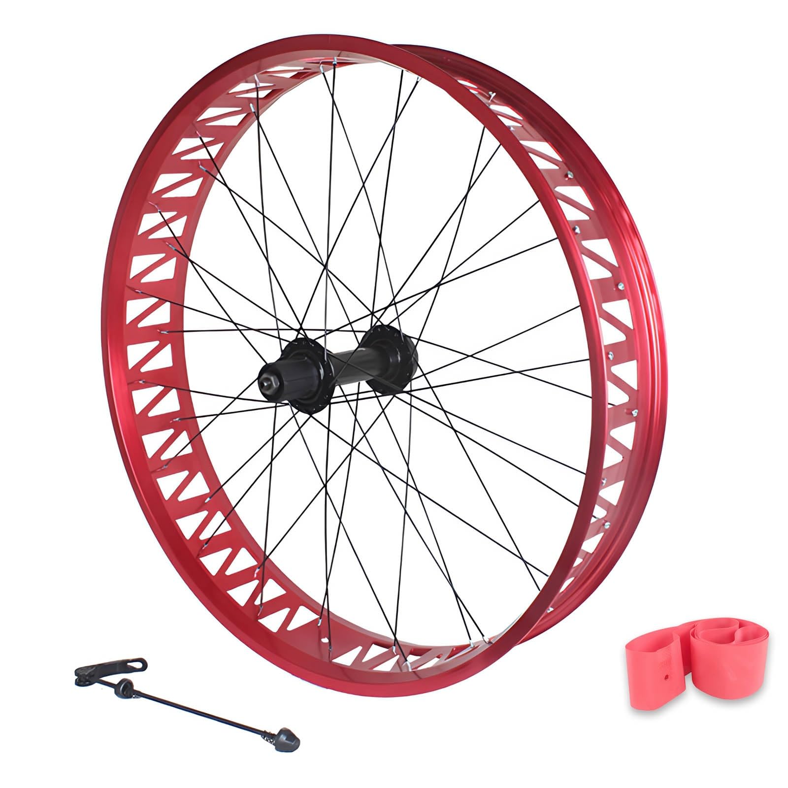 ZXGSXIOU 26in Fat Bike Front Wheel 4.0/4.9'' Tire Snow Rear Aluminum Alloy Beach Wheelset Disc Brake Hubs QR 135mm/190mm 36H For 7-12S Cassette Freewheel(Red,26in Rear)