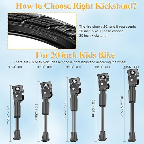 Miniatura 4 de SEISSO Soporte de bicicleta para niños de 20 pulgadas para bicicleta de 20 pulgadas, soporte lateral trasero para bicicleta infantil para ruedas de