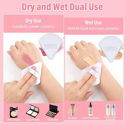 Miniatura 7 de Thrilez 20 esponjas de polvo triangulares, esponjas de maquillaje sueltas para polvo facial, almohadilla de polvo para maquillaje, almohadillas de