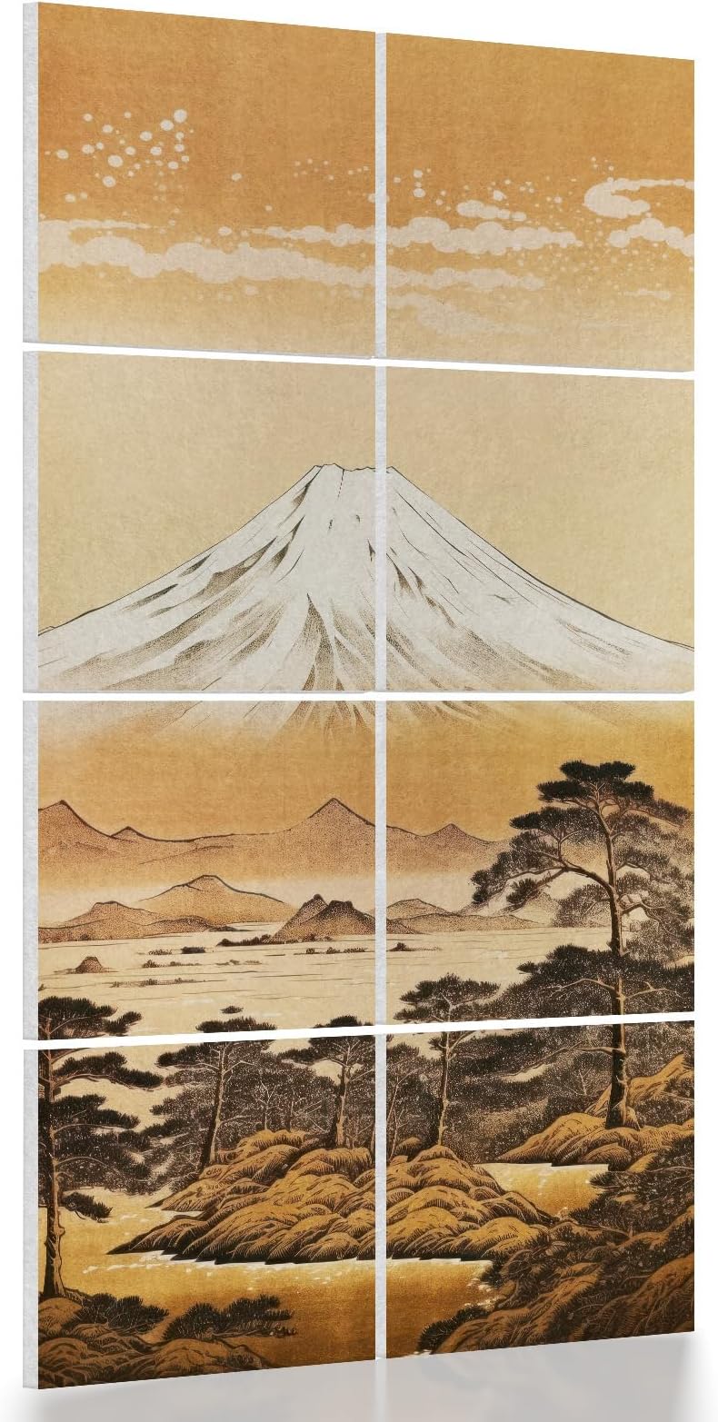 8 Pcs 0.7Inch Thick Art Acoustic Panels, Total 47.2” x 23.6” Decorative Sound Absorbing Wall Panels for Home, Office, Hotel, Old-Traces Snowy-Peaks