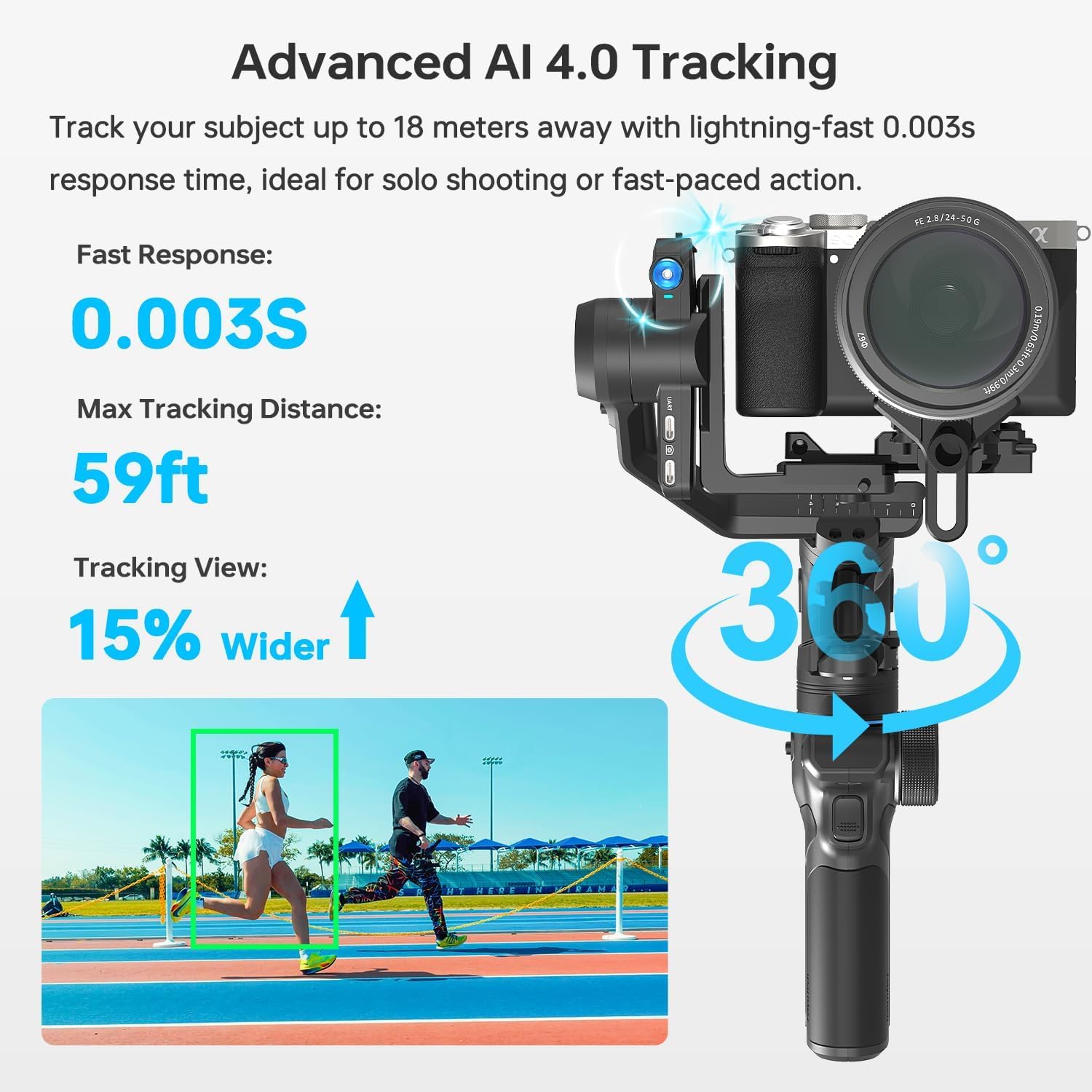FeiyuTech SCORP Mini 3 [Kit] Gimbal Stabilizer for Mirrorless Cameras&Smartphone, 4.41lbs Payload, Built-in AI Tracking, Quick Vertical Shooting, for Sony/Canon/Nikon/Fujifilm/DJI Action/Gopro/iPhone