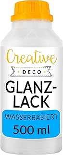 Creative Deco Acryl Glanzlack Firnis | 500 ml Flasche Klarlack | Oberflächenfinish auf Wasserbasis | Permanenter farbloser...