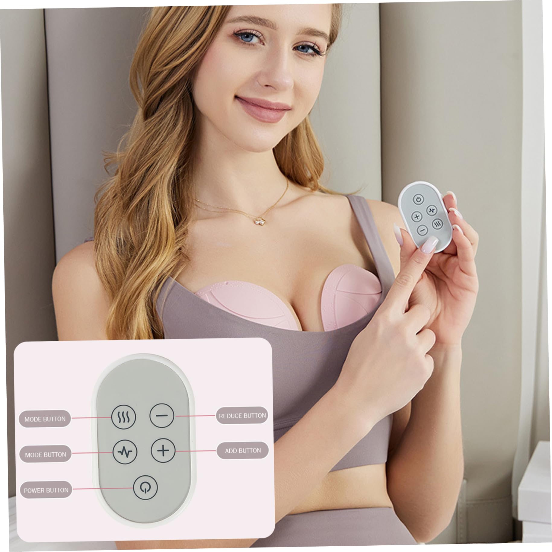 Masseur de sein sans fil avec 5 modes, masseur de sein en silicone rechargeable pour femme, silencieux et étanche pour le confort et la relaxation du corps