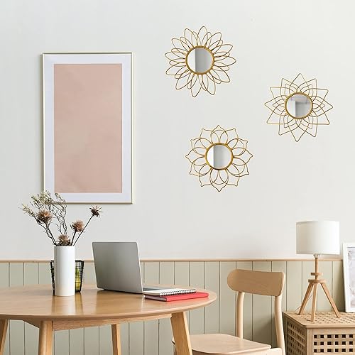 Vista 56 de Manortang Decoración de pared dorada de metal de 9 pulgadas, arte abstracto de sol, luna y estrella, arte de pared adornado con planeta místico