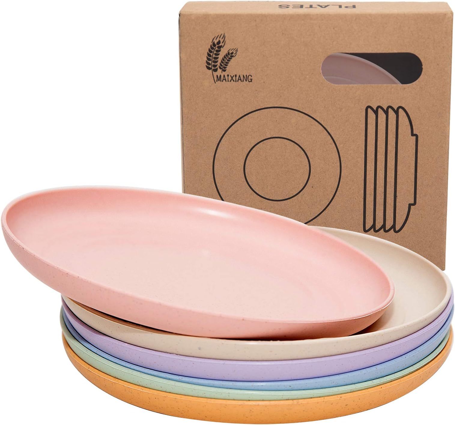 6 PACK 6 Inches Lightweight Mini Wheat Straw Plates Reusable Plate Set Dishwasher & Microwave Safe ,Unbreakable Deep Dinner Plates, Plastic Plates Reusable,They are easy to clean BPA free