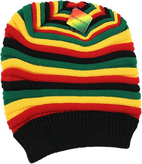 RW mens Classic Rasta Slinky Beanie, Black/Rasta, One Size