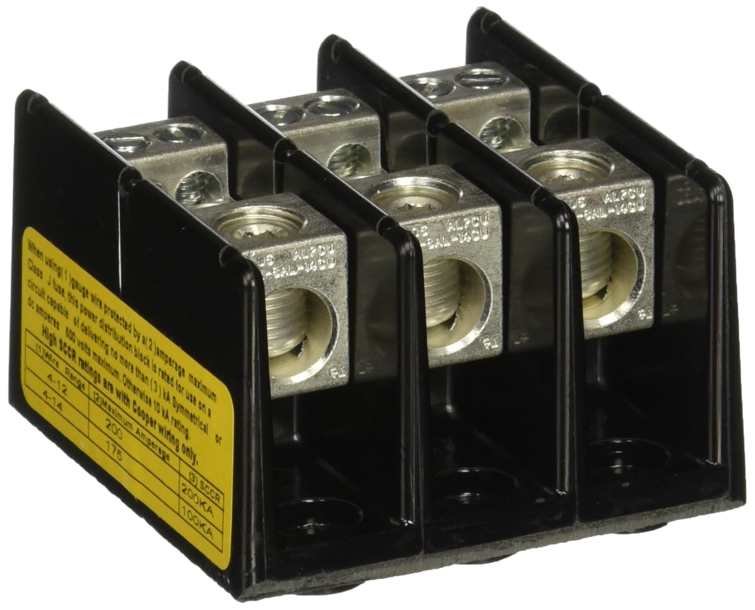 Eaton Bussmann Series 162203 Power Distribution Block, 600 Vac, 600