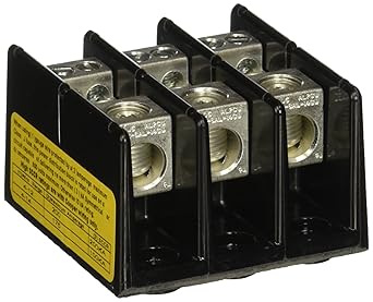 Eaton Bussmann Series 16220-3 Power Distribution Block, 600 Vac, 600 Vdc, 175 A, Three-Pole, SCCR 10 kAIC, Black, Molded Thermoplastic