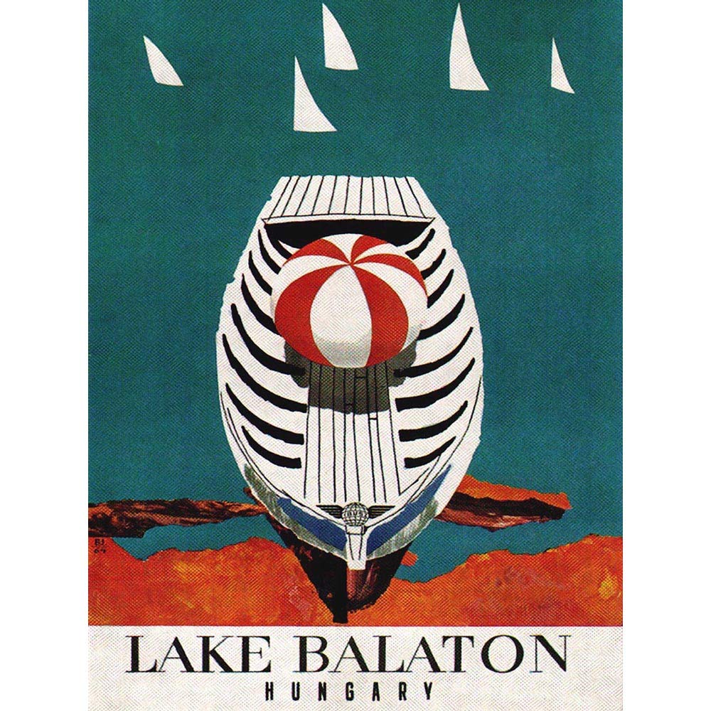 Wee Blue Coo Travel Lake Balaton Hungary Boat Sail Art Print Poster Wall Decor 12X16 Inch