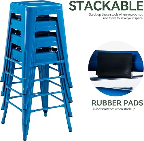 Miniatura 14 de Vogue Furniture Direct Taburetes de bar de metal de 24 pulgadas, taburetes de bar de altura de mostrador, taburetes apilables para interiores y