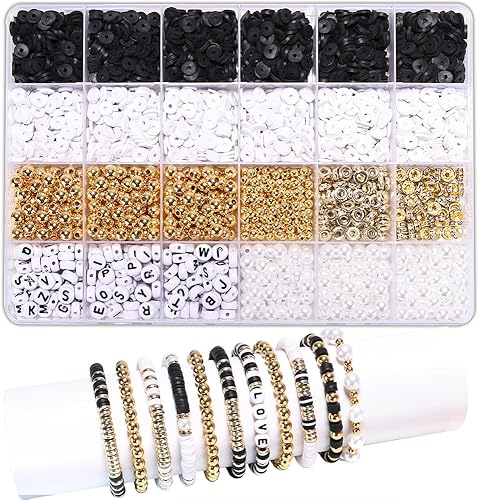 LFLIUN Kit de fabricación de pulseras de la amistad, cuentas doradas, cuentas de arcilla, kit para hacer joyas y pulseras, juego de pulseras con disponible en Yaxa El Salvador