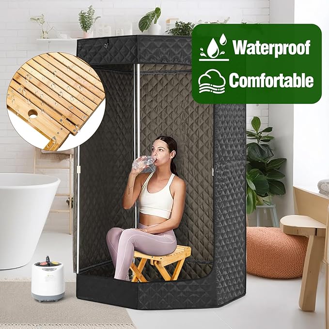 Silla de Bambú para Sauna Portátil, Plegable, 29x28x31 cm miniatura 4