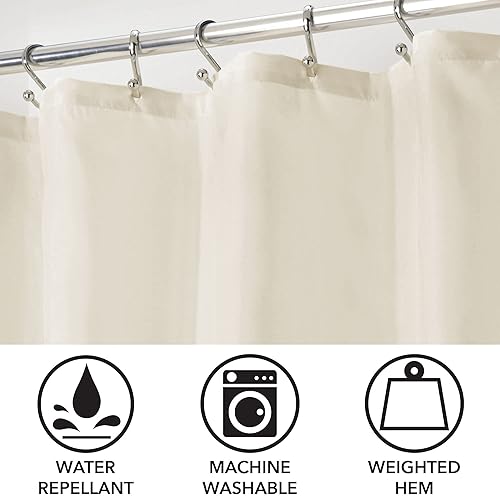 Miniatura 3 de mDesign Cortina de ducha de tejido plano resistente, forro, dobladillo inferior con peso para baño, ducha y bañera, ancho, 108 x 72 pulgadas,