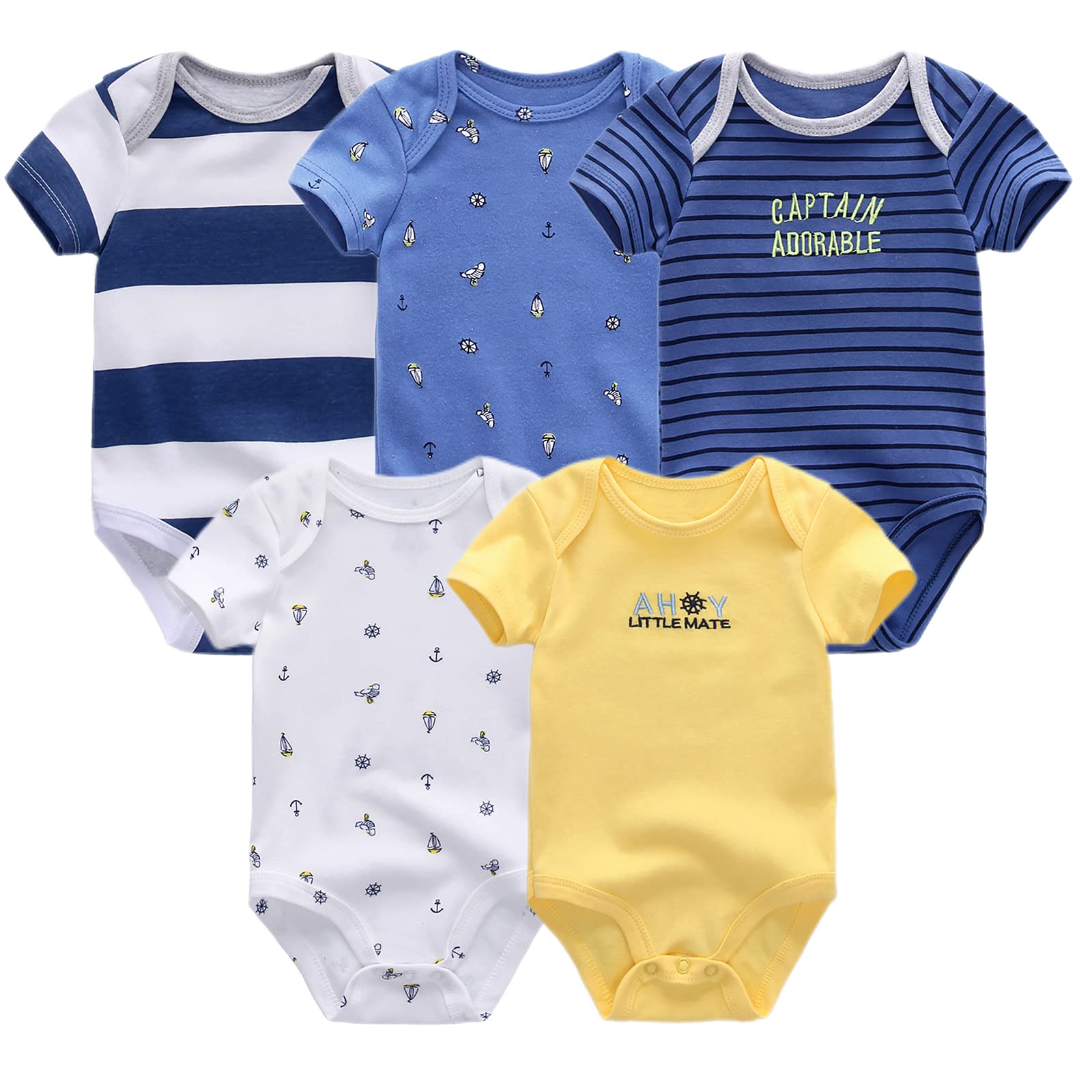 Chamie Baby Bodysuit Cotton Short Sleeve Vests for Newborn 5-Pack One-Piece Suit for Boy and Girl 0-12 Months… — view 22