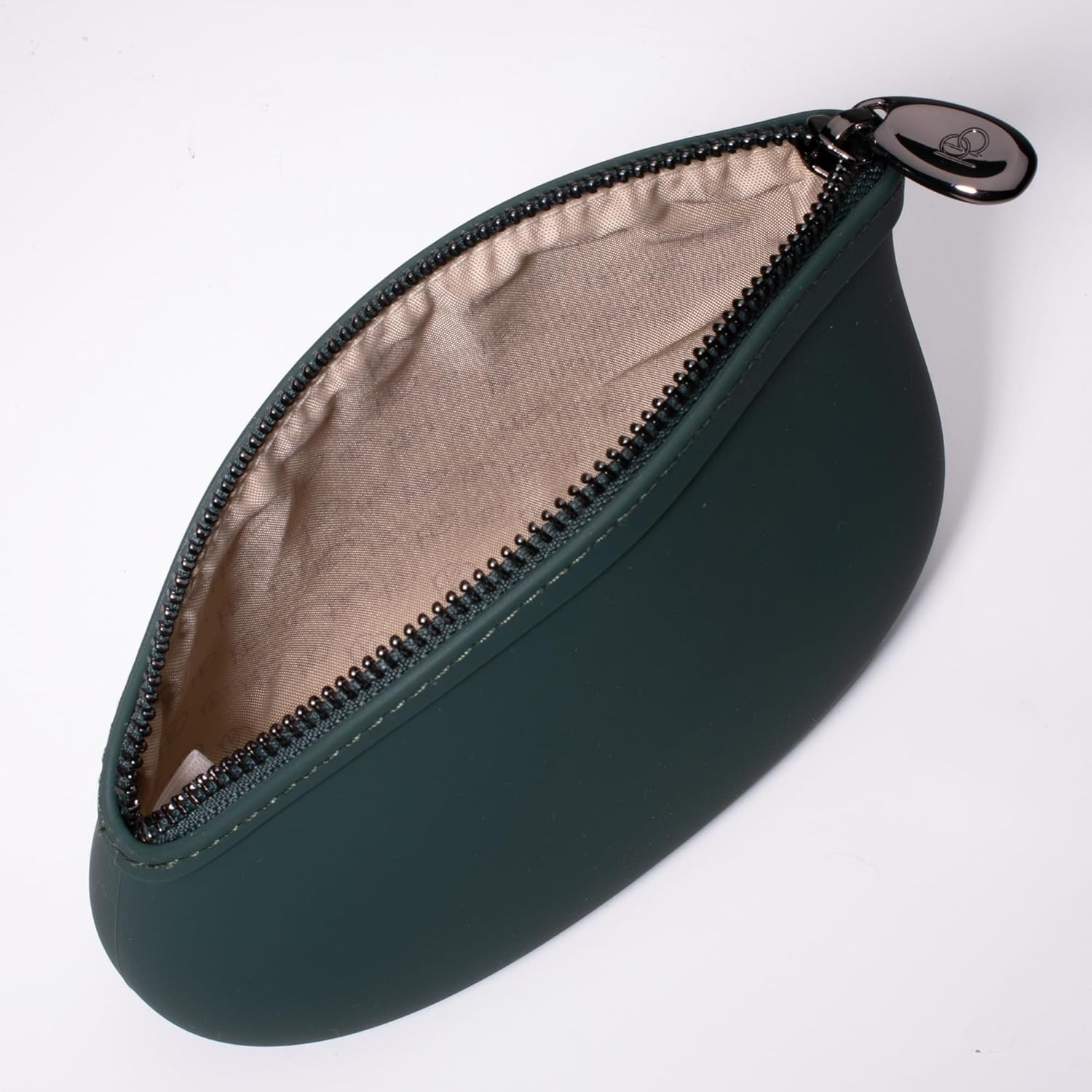 Pudinbagのスモールメイクバッグ|プレミアムシリコンハンドバッグ|ビーガン衛生環境に優しい|耐水性と耐熱性(フォレストグリーン