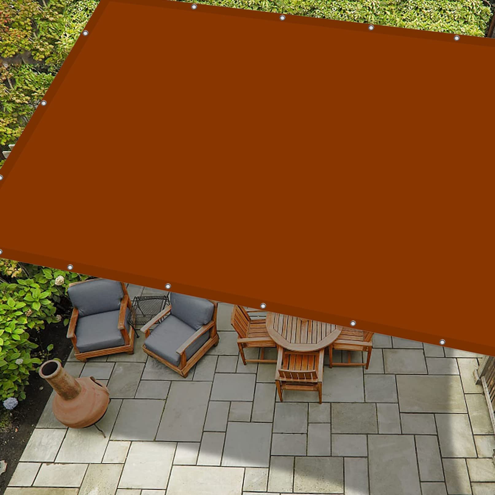 Voile ombrage rectangulaire étanche rouge foncé 1.4x3.8m bâche terrasse