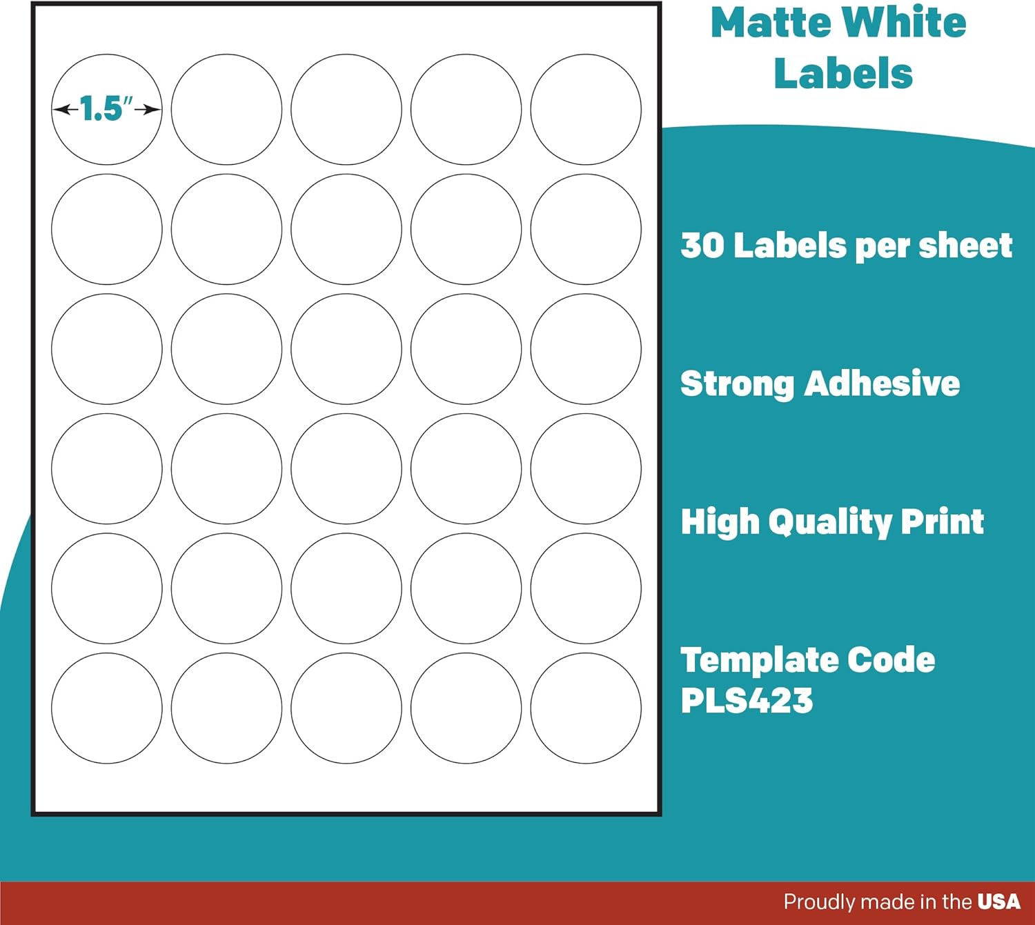 Premium Label Supply White Sticker Round Labels – 1.5" Circle – Laser/Inkjet Compatible – (30 per Sheet), 100 Sheets – 3,000 Total Adhesive Labels