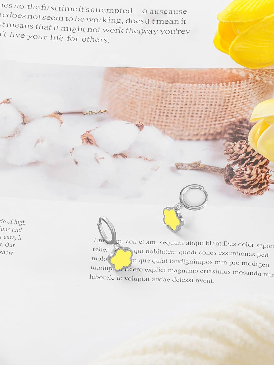 Gold Plated Five Leaf Clover Dangle Earrings for Women Lucky Flower Jewelry - Image 4