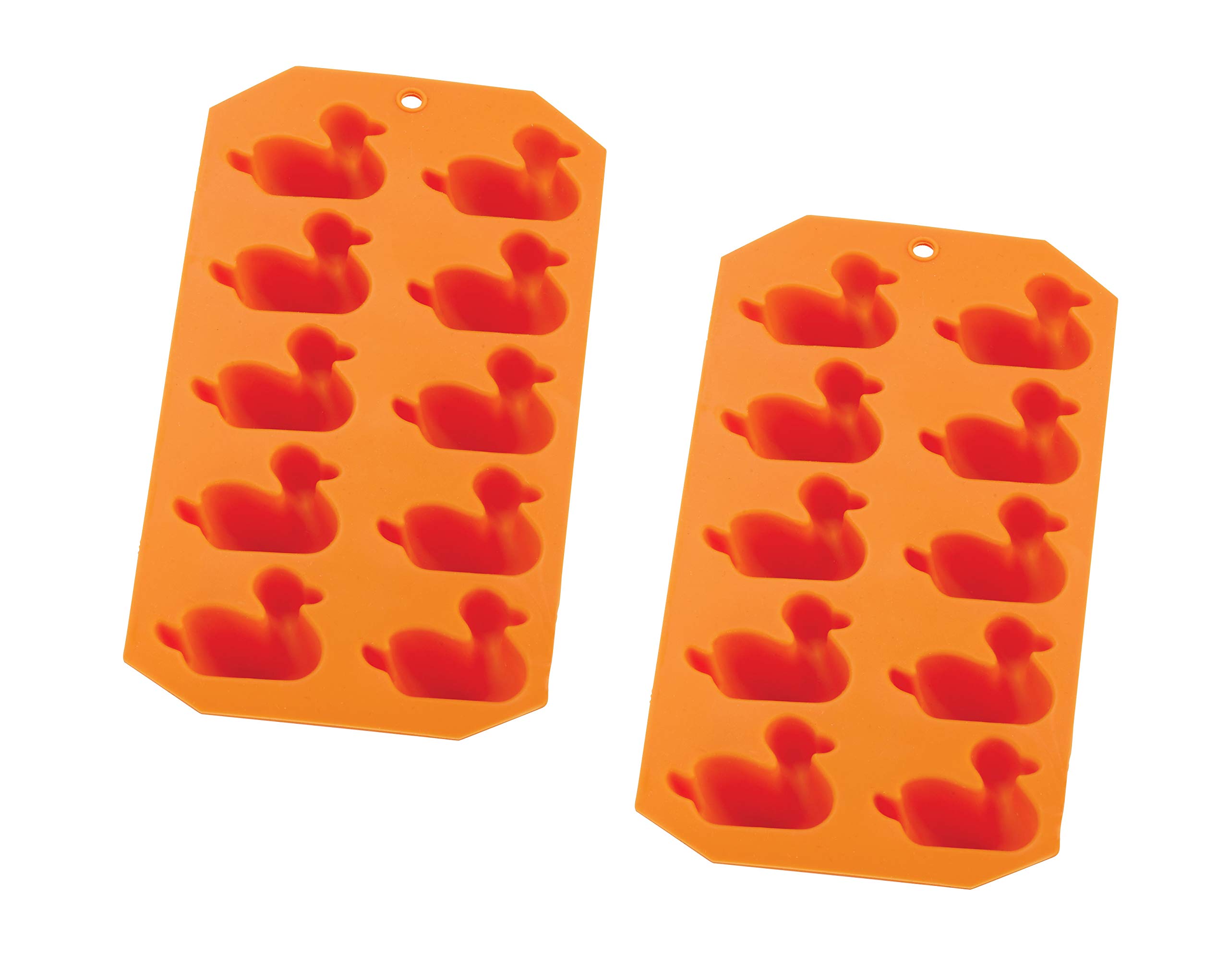 Mrs. Anderson's Baking Silicone Duck Ice Tray, Chocolate Candy Baking Mold, Non-Stick, Heat-Resistant, Makes 10 Cubes, Set of 2