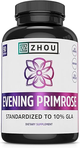 Zhou Nutrition Evening Primrose Oil Capsules- Supports Hormone Balance for Women, PMS & Menopause Support, Cold Pressed & Hexane Free - 1400mg 10%