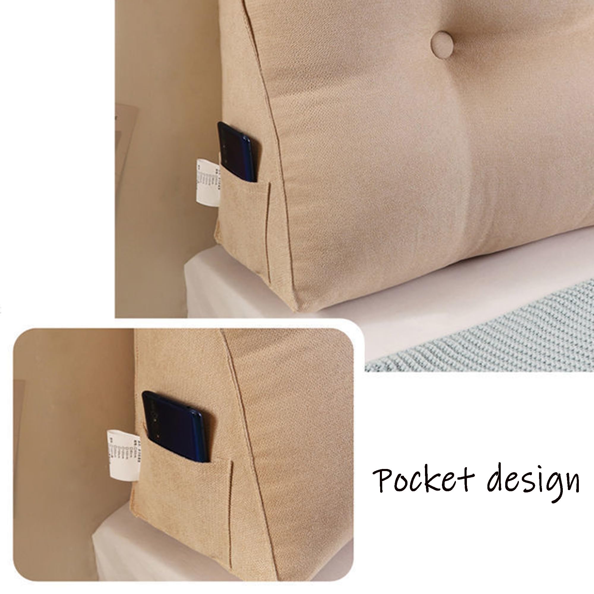 Cojín de Respaldo para Cama Almohada de Lectura Almohada Doble de Cabecera Cojín Grande de Tatami Cojín Cilíndrico Triangular en Cuña para Cabecero de Cama para Dormitorio Sofá con Funda