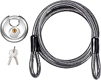 Vista 1 de DELSWIN Candado de disco con cable, bloqueo de disco de acero inoxidable, grillete de 3/8 pulgadas y cable de acero de seguridad de 6 pies