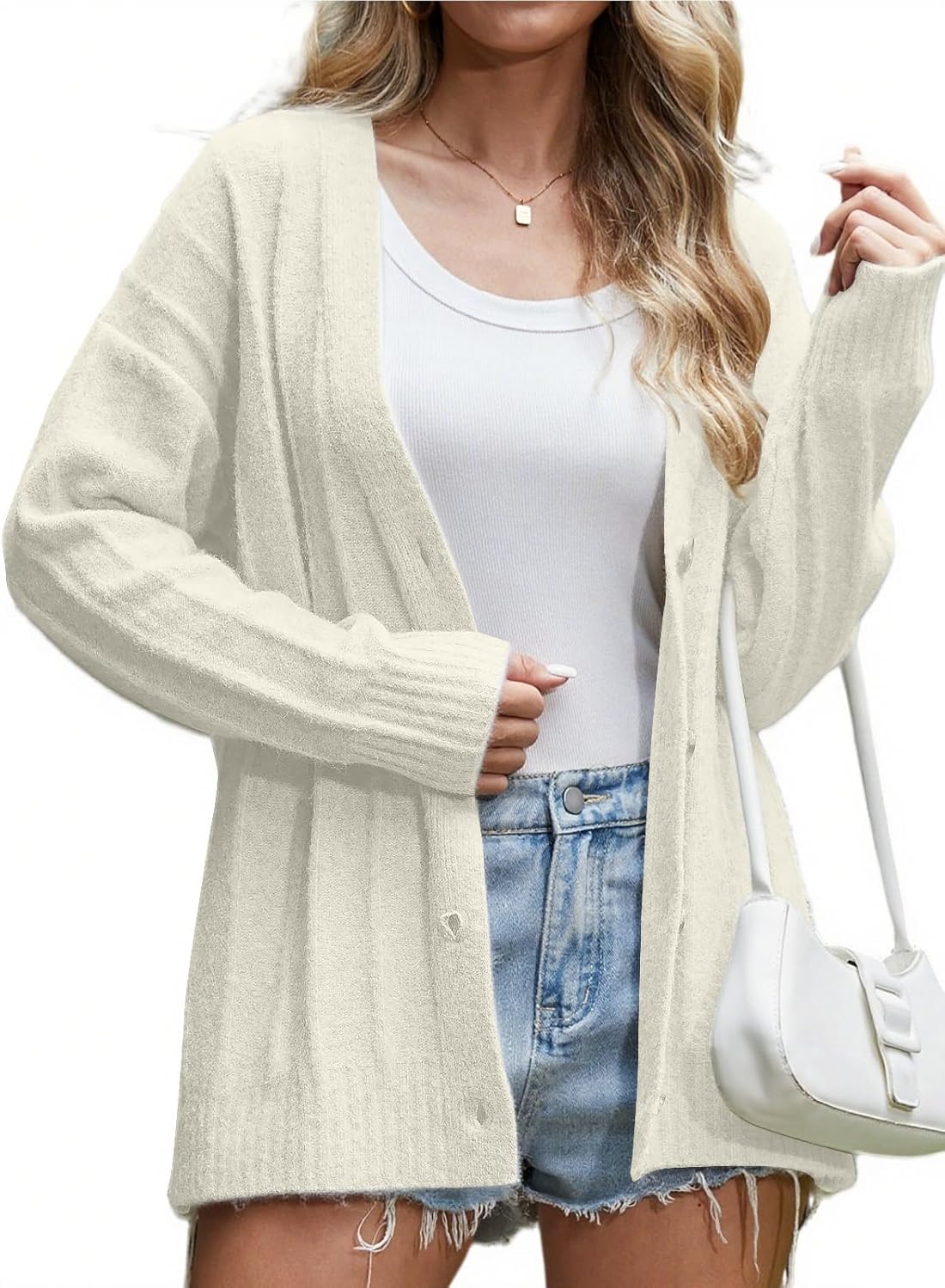 Womens Button Down Cardigan Sweaters 2025 Fall Open Front V Neck Long Sleeve Knit Oversized Sweater Winter Outerwear
