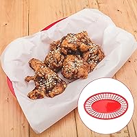 Vista 7 de Paquete de 60 cestas ovaladas de plástico rojo para comida rápida, 9 x 5.7 x 1.6 pulgadas, perfectas para picnic, servir delicatessen, pollo