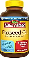 Nature Made Extra Strength Flaxseed Oil 1400mg Softgels - Fish-Free Omega-3 ALA Supplement for Heart Health, Organic, 100 Ct