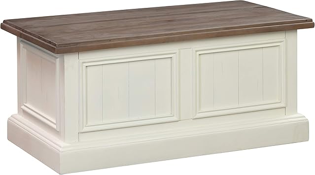 Amazon Brand - Stone & Beam FSC Certified Reclaimed Pine Storage Bench, White, 18" D x 39" W x 21" H