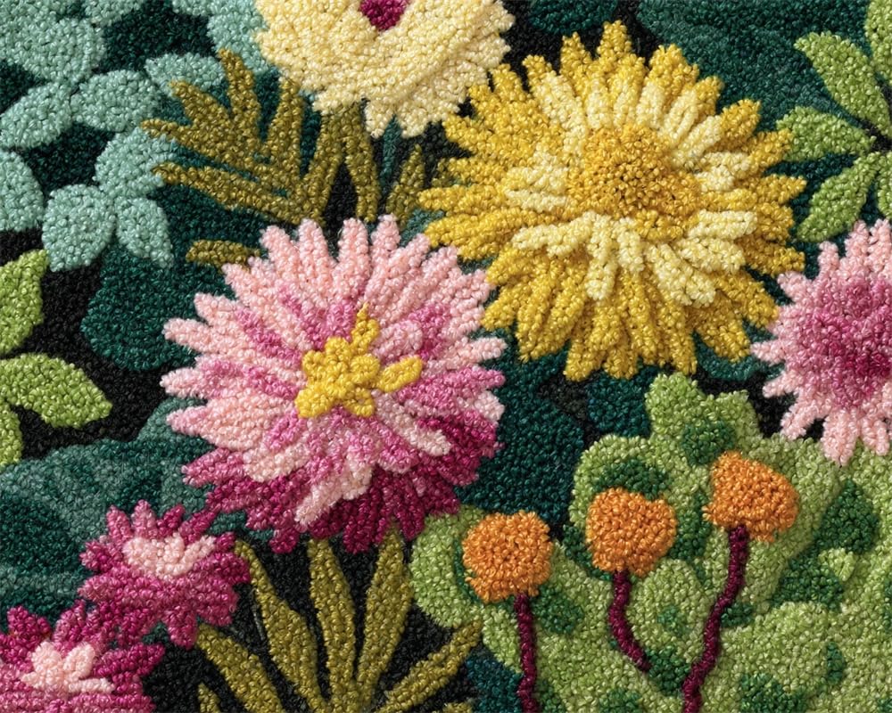 Kitquiver Latch Hook Kits for Adults Beginners Rug Plant Flowers and Leaves DIY Crochet Yarn Embroidery Handmade Needlework with Printed Canvas for Home Decoration 39X55In