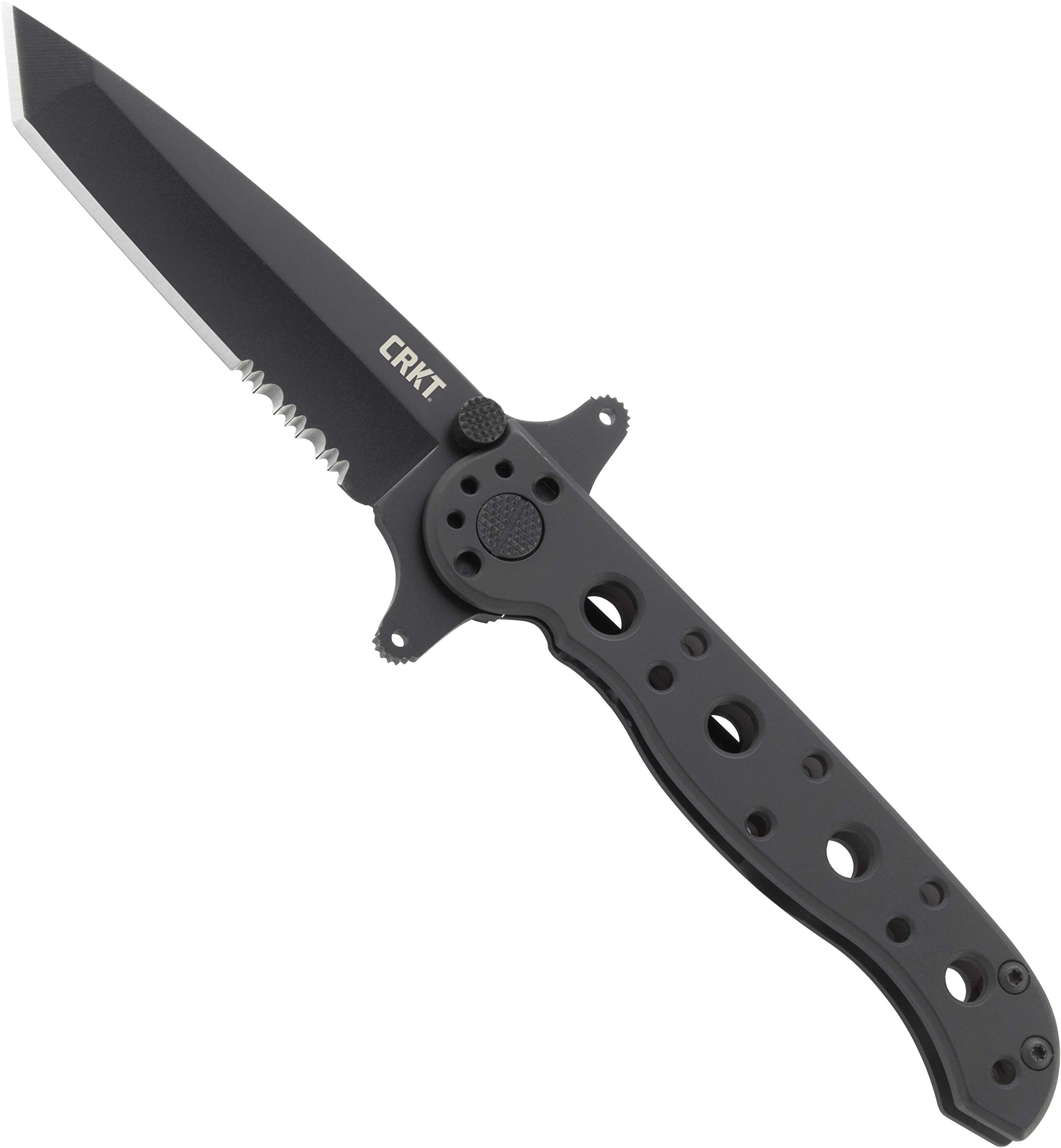 CRKT M16-10KSF EDC Folding Pocket Knife: Special Forces Everyday Carry, Black Serrated Edge Blade, Tanto, Frame Lock, Dual Hilt, Stainless Steel Handle, Reversible Pocket Clip