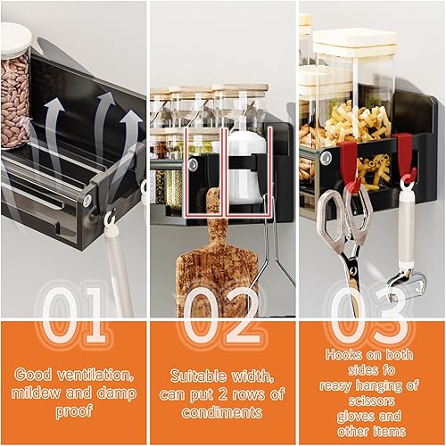 Miniatura 4 de Paquete de 7 organizadores magnéticos de almacenamiento de especias para refrigerador y horno, organizadores y almacenamiento de nevera, soporte