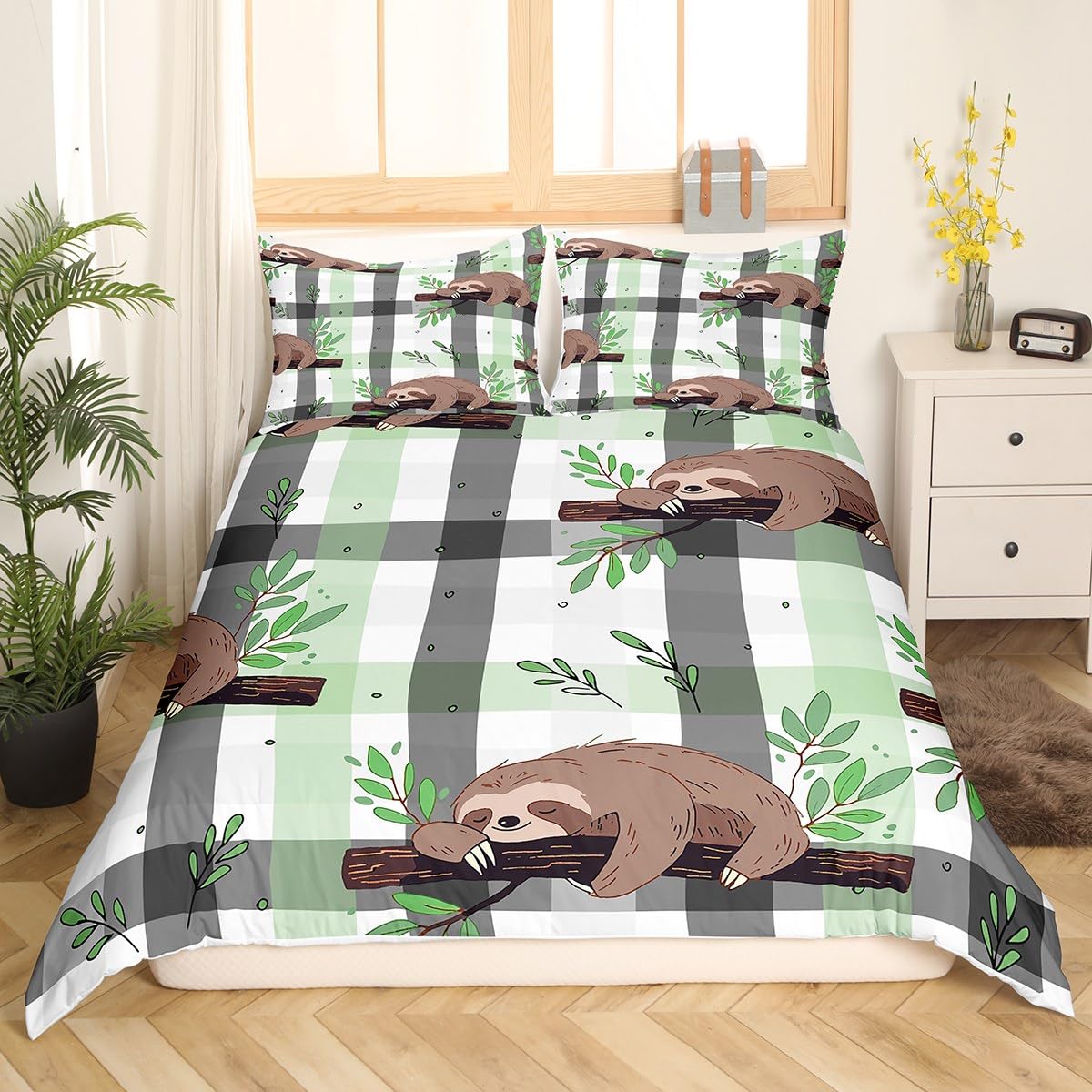 Housse de couette animaux dessin animé pour lit enfant double chambre moderne
