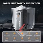 6000A Démarreur de saut, 12V Booster de batterie de voiture (Tous gaz et 12.0L Moteur diesel),26800mAh Câbles de démarrage de voiture Smart Jumper, Portable Power Bank avec USB QC3.0.800LM Lampe de poche