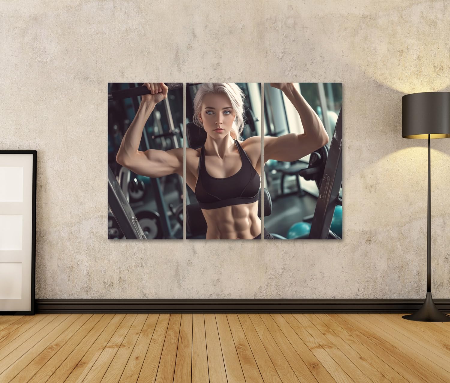 islandburner Quadro su tela Fitness Training in palestra con giovane donna per palestra appassionati di fitness negozio di sport immagini murali poster