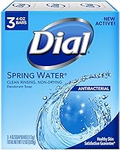 Dial Antibacterial Deodorant Soap, Spring Water, 4 Ounce, 3 Bars