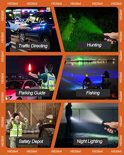 Miniatura 2 de HiGiant Paquete de 2 linternas de tráfico de 12 pulgadas, varita LED multicolor de control de tráfico con WRGB 4 colores en 1, bastón de tráfico de